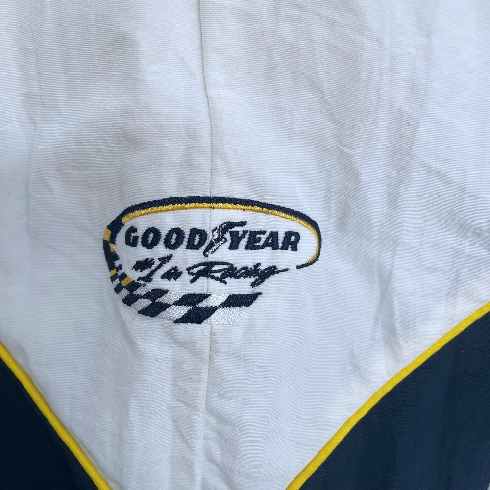 Vintage 90s Goodyear #1 in Racing Jacket Mens XL Navy Yellow White NASCAR - Picture 7 of 9